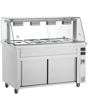 Bain Marie With Heated Cupboard And Glass Canopy 4x GN1/1